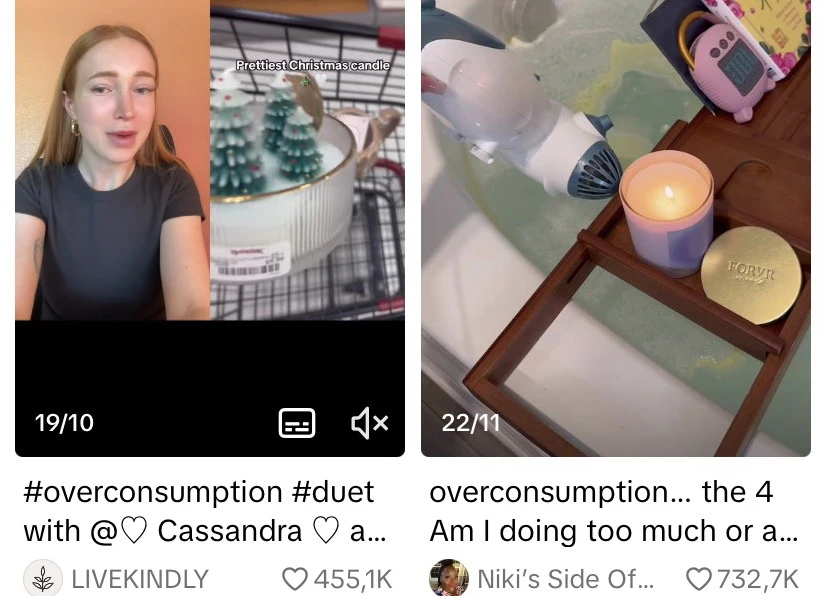 Những video "tuyên chiến" với tiêu thụ quá mức trên TikTok. (Nguồn: Vietnam+)