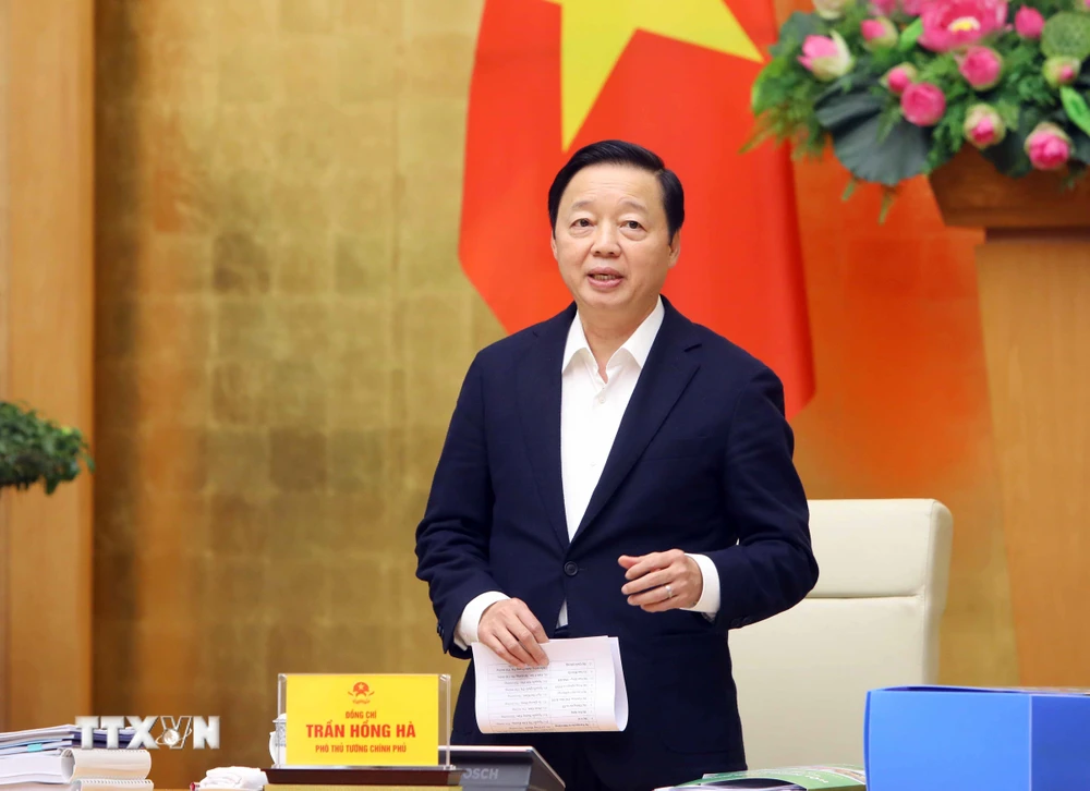 Phó Thủ tướng Trần Hồng Hà, Chủ tịch Hội đồng thẩm định phát biểu. (Ảnh: An Đăng/TTXVN)