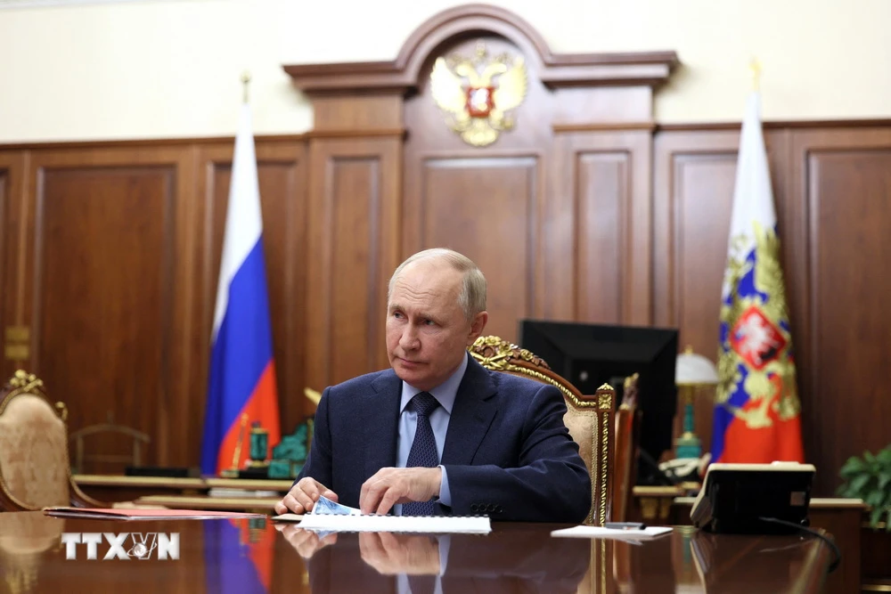 Tổng thống Nga Vladimir Putin tham dự một cuộc họp ở Moskva, ngày 28/12/2023. Ảnh: AFP/TTXVN