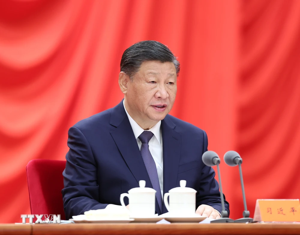 Chủ tịch Trung Quốc Tập Cận Bình phát biểu tại một hội nghị ở Bắc Kinh ngày 8/1/2024. (Ảnh: THX/TTXVN)