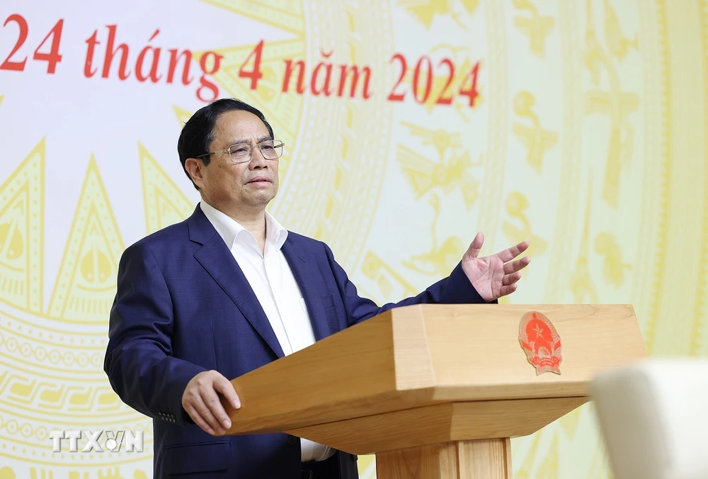 Thủ tướng Phạm Minh Chính, Chủ tịch Ủy ban Quốc gia về Chuyển đổi Số chủ trì Phiên họp lần thứ tám. (Ảnh: Dương Giang/TTXVN)