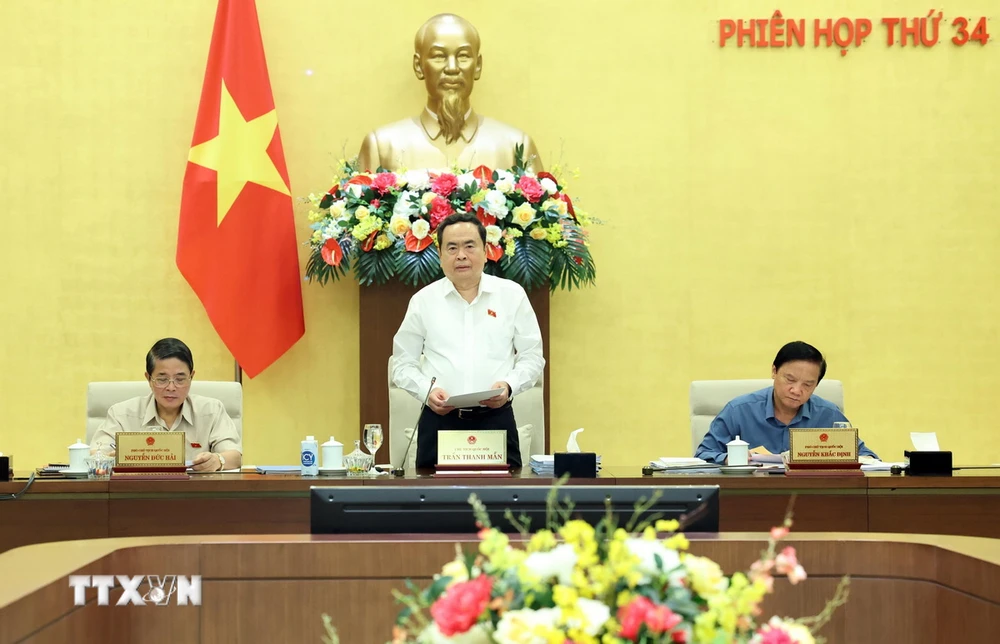 Chủ tịch Quốc hội Trần Thanh Mẫn phát biểu. (Ảnh: Thống Nhất/TTXVN)