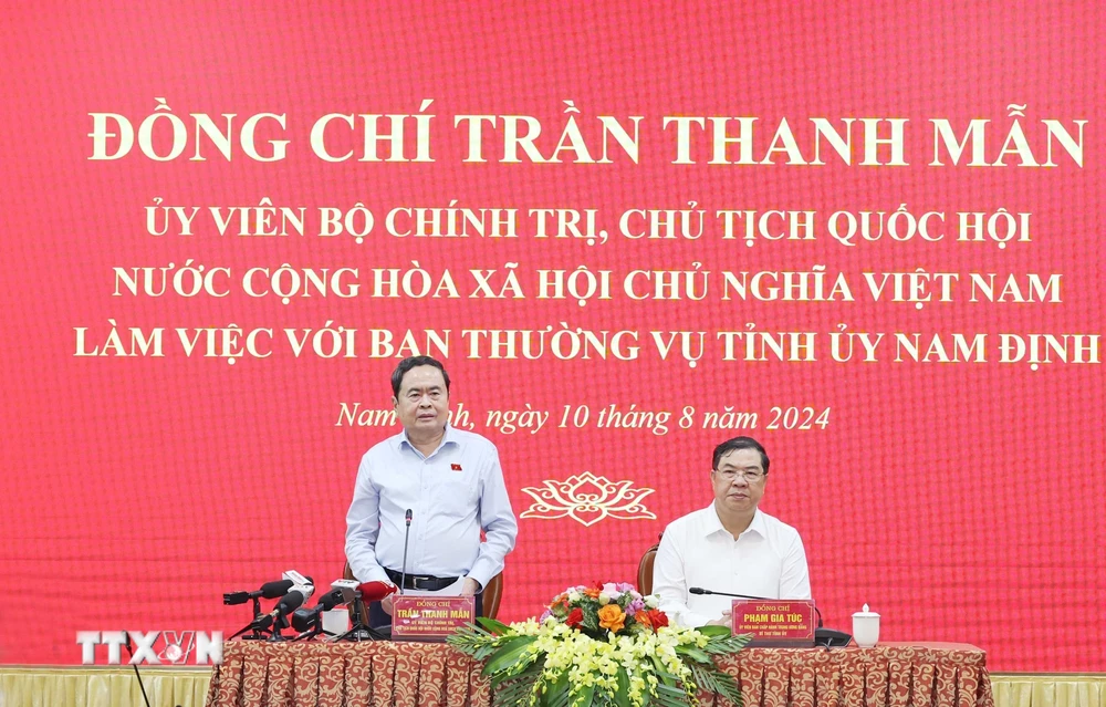 Chủ tịch Quốc hội Trần Thanh Mẫn phát biểu. (Ảnh: Thống Nhất/TTXVN)