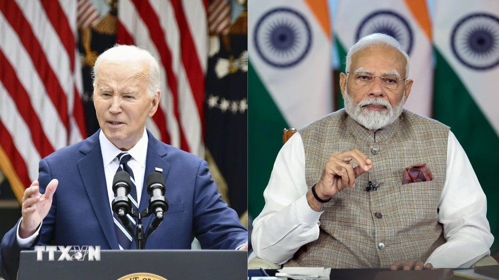 Tổng thống Mỹ Joe Biden và Thủ tướng Ấn Độ Narendra Modi. (Nguồn: Kyodo-ANI/TTXVN)