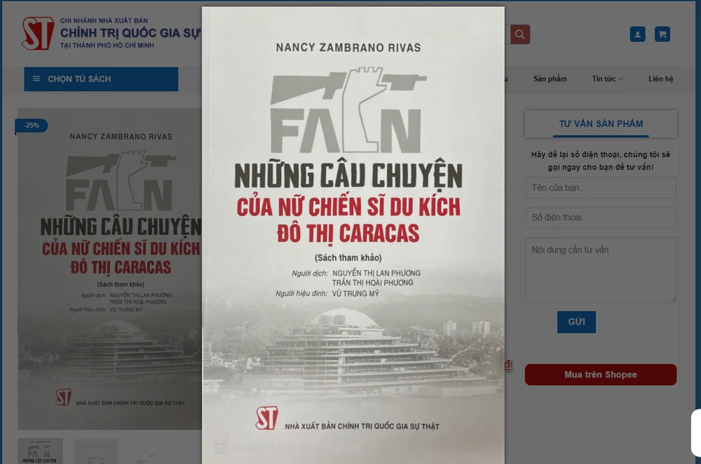 Cuốn sách “Những câu chuyện của nữ chiến sỹ du kích đô thị Caracas”​. (Nguồn: Nhà xuất bản Chính trị Quốc gia Sự thật)