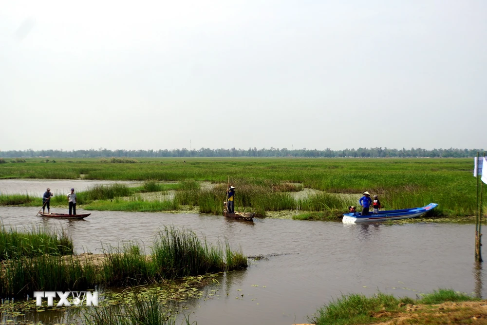 Sông Đầm thuộc địa bàn xã Tam Thăng và phường An phú, thành phố Tam Kỳ, tỉnh Quảng Nam. (Ảnh: Trịnh Bang Nhiệm/TTXVN)