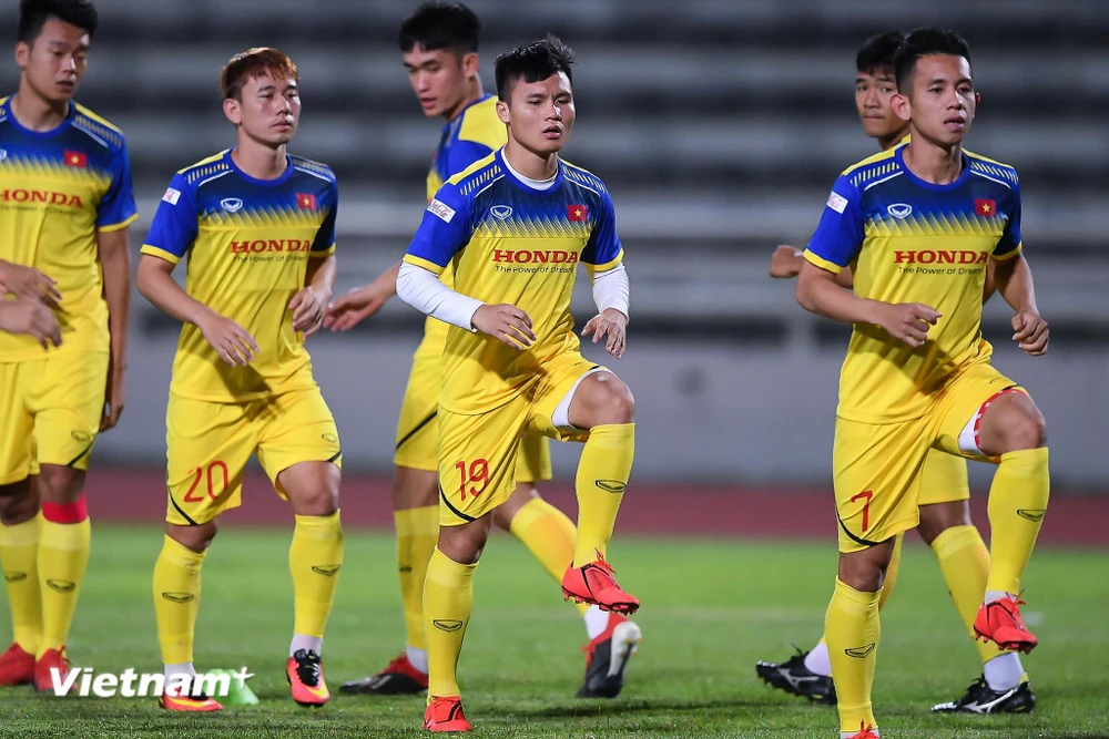 Cầu thủ Việt Nam đang rất tự tin trước trận gặp Curacao. (Ành: Hiếu Lương/Vietnam+)