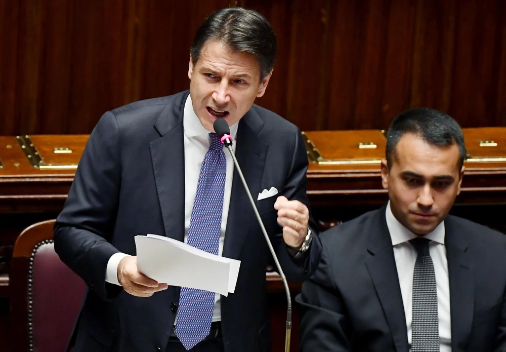 Thủ tướng Italy Giuseppe Conte phát biểu tại phiên họp Hạ viện ở Rome, Italy, ngày 9/9. (Ảnh: AFP/TTXVN)