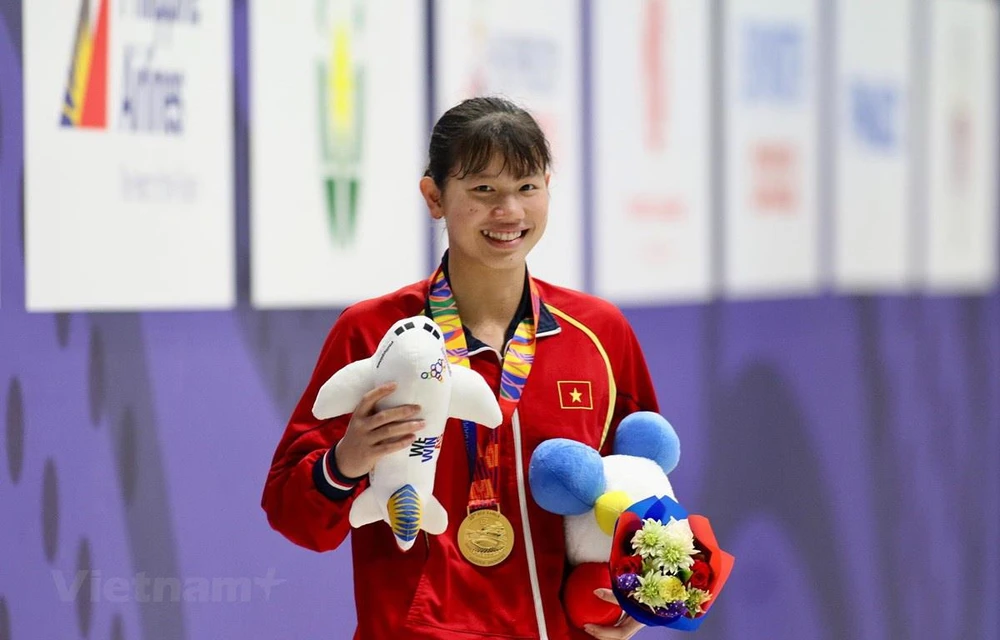 Ánh Viên đã có được 5 huy chương Vàng tại SEA Games 30. (Ảnh: Vietnam+)