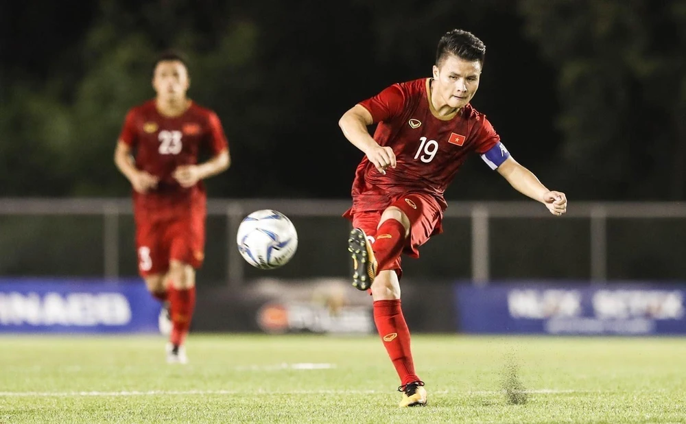 Quang Hải và đội tuyển U23 Việt Nam đang là á quân U23 châu Á. (Ảnh: Hoàng Linh/TTXVN)