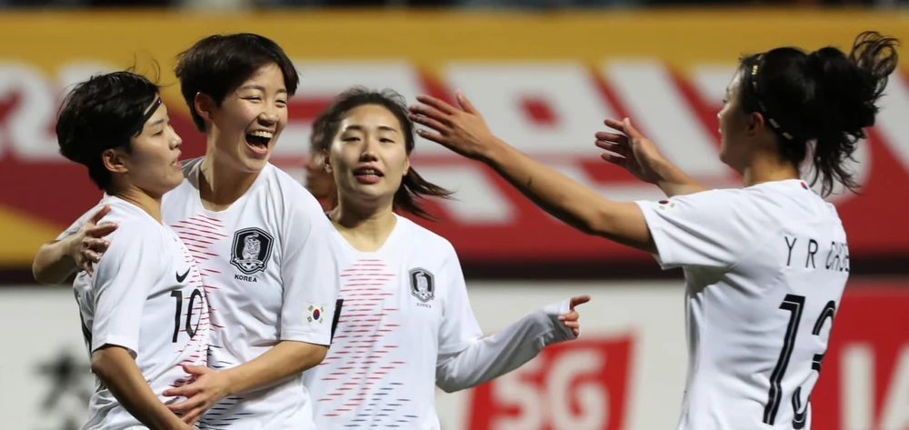 Tuyển nữ Hàn Quốc đặt 1 chân giành vé đi tiếp. (Nguồn: AFC)