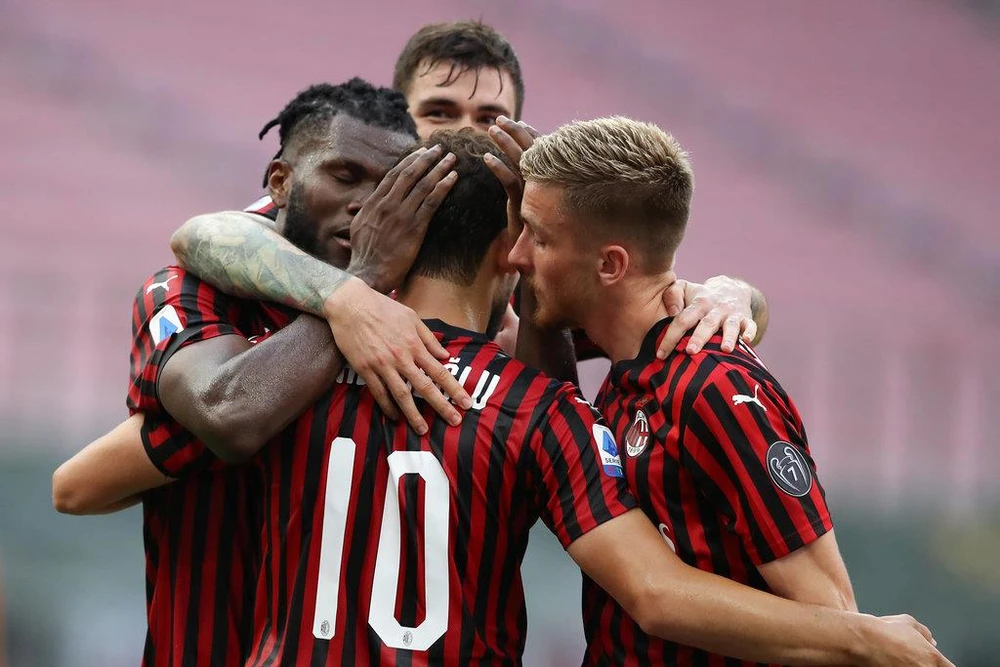 AC Milan ăn mừng chiến thắng trước AS Roma. (Nguồn: sempremilan)