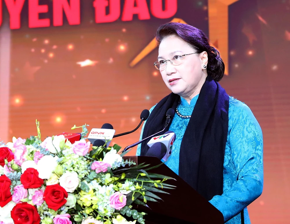 Chủ tịch Quốc hội Nguyễn Thị Kim Ngân phát biểu tại chương trình. (Ảnh: Trọng Đức/TTXVN)