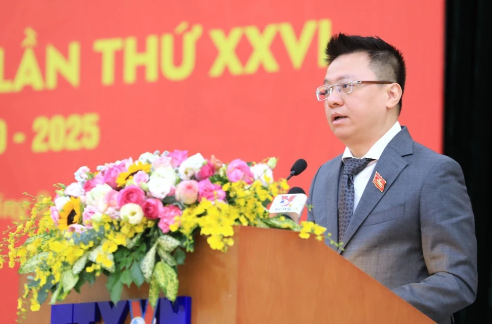 Đồng chí Lê Quốc Minh, Phó Tổng giám đốc được tín nhiệm bầu giữ chức Bí thư Đảng ủy TTXVN khóa XXVI, nhiệm kỳ 2020-2025. (Ảnh: Thành Đạt/TTXVN)