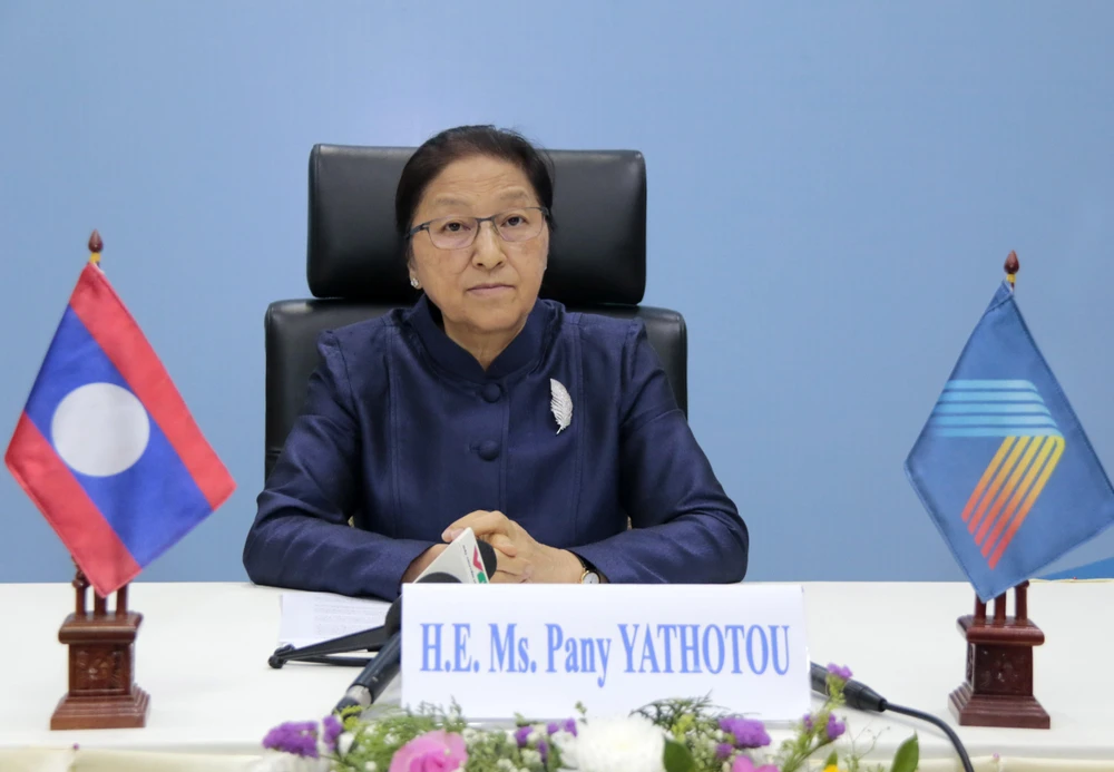 Chủ tịch Quốc hội Lào Pany Yathotou dự AIPA 41 ngày 10/9. (Ảnh: Phạm Kiên/TTXVN)