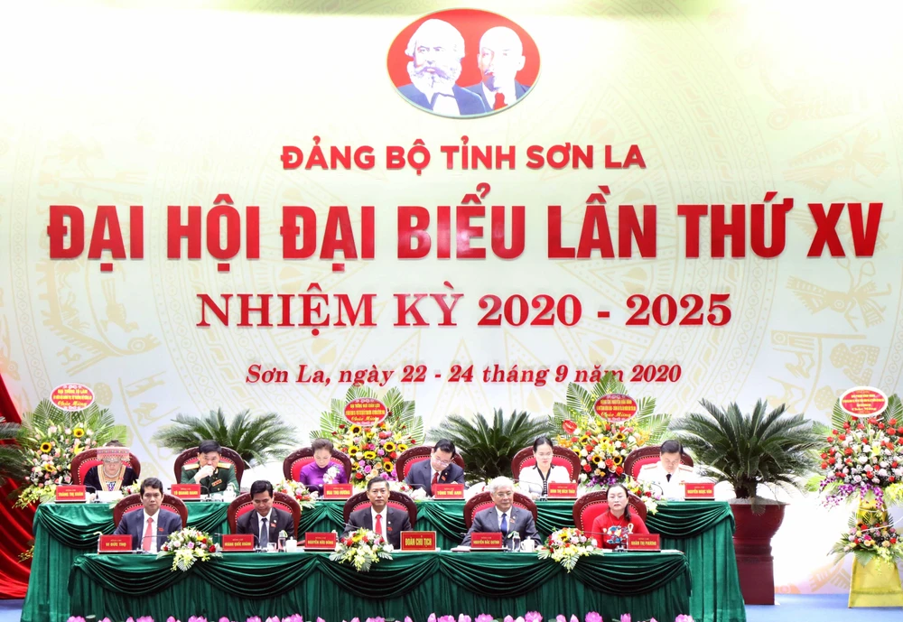 Khai mạc Đại hội Đại biểu Đảng bộ tỉnh Sơn La lần thứ XV, nhiệm kỳ 2020-2025. (Ảnh: Quang Quyết/TTXVN)