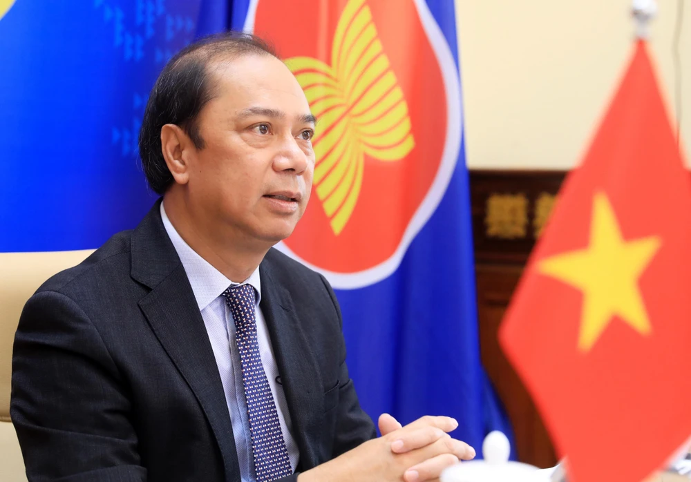 Thứ trưởng Bộ Ngoại giao Nguyễn Quốc Dũng dự Cuộc họp quan chức Cấp cao ASEAN - Ấn Độ lần thứ 23. (Ảnh: Lâm Khánh/TTXVN)