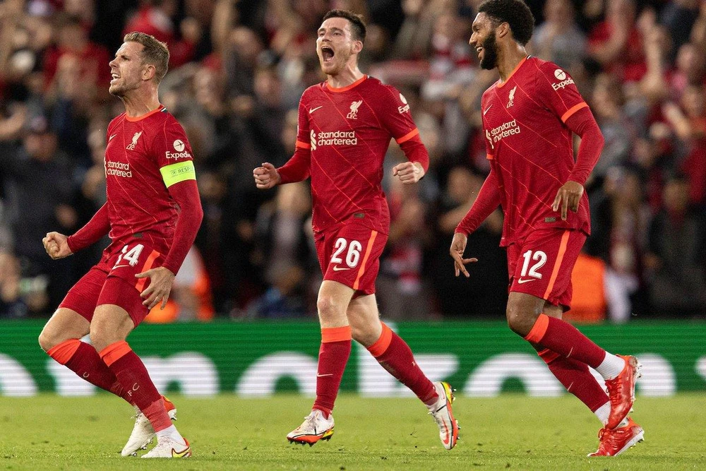 Niềm vui của Liverpool sau bàn thắng ấn định chiến thắng của Jordan Henderson. (Nguồn: Getty Images)