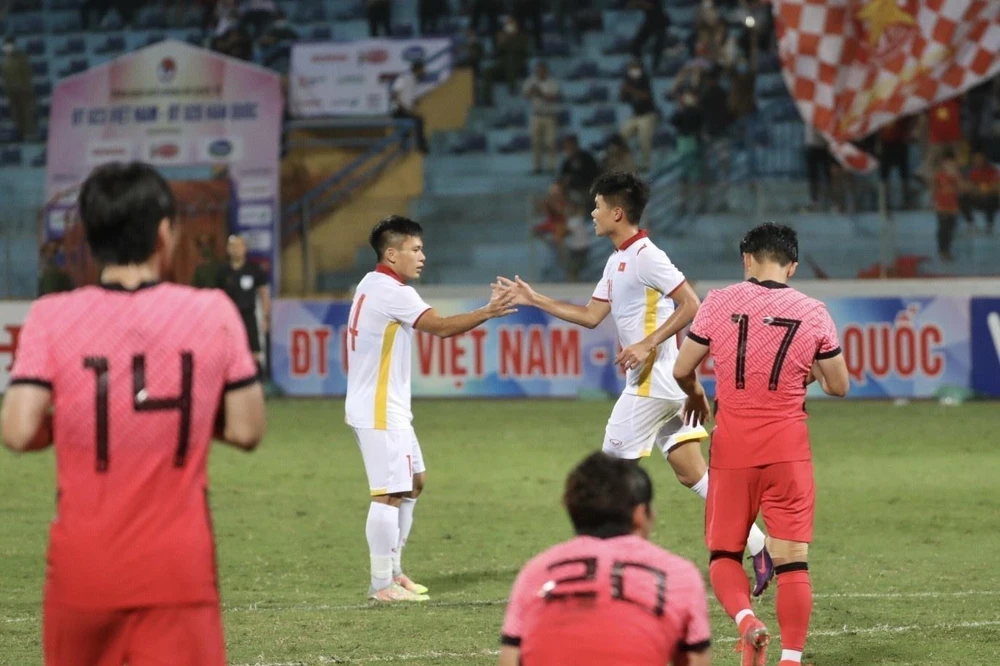U23 Việt Nam thắng tối thiểu trước U20 Hàn Quốc. (Ảnh: Minh Quyết/TTXVN)