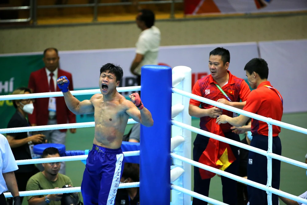 Việt Nam nhất toàn đoàn môn Kickboxing với 5 huy chương Vàng. (Ảnh: Phạm Tuấn Anh/TTXVN)