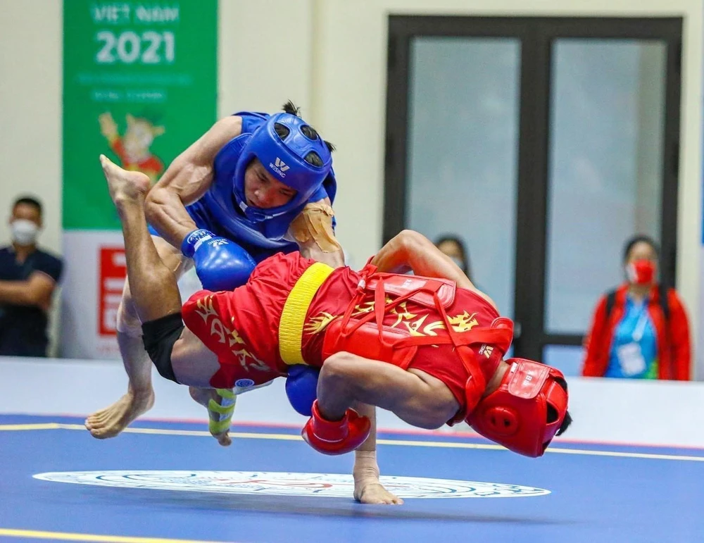 Wushu giành 6 huy chương Vàng ở nội dung tấn thủ. (Ảnh: Phạm Tuấn Anh/TTXVN)