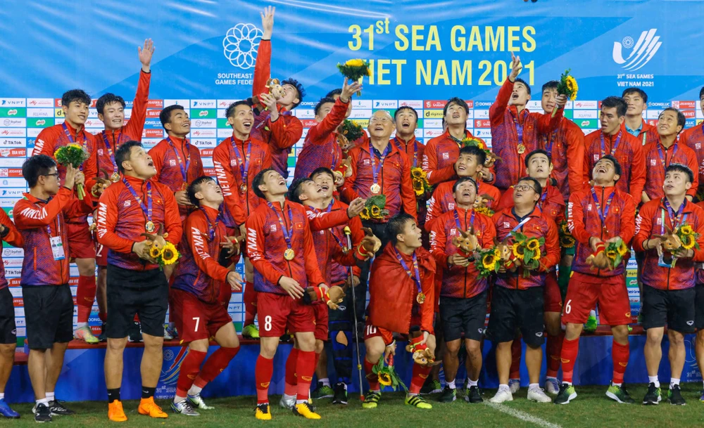 U23 Việt Nam khép lại kỳ SEA Games thành công cho Việt Nam với tấm huy chương Vàng cuối cùng. (Ảnh: Hải An/Vietnam+)