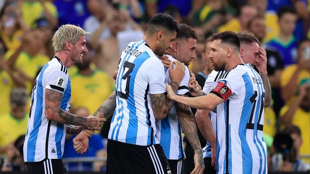 Niềm vui của các cầu thủ Argentina. (Nguồn: Getty Images)