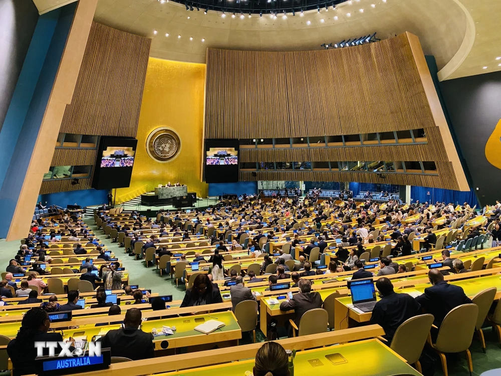Phiên bầu chọn 5 nước ủy viên không thường trực mới của Hội đồng Bảo an Liên hợp quốc, ngày 6/6/2023. (Ảnh: Yonhap/TTXVN)