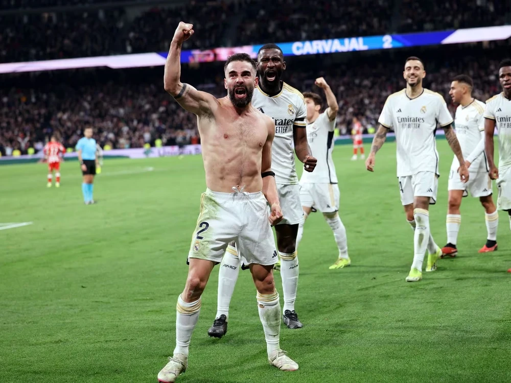 Dani Carvajal ghi bàn quyết định giúp Real Madrid chiến thắng. (Nguồn: AS)
