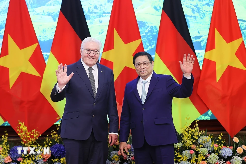 Thủ tướng Phạm Minh Chính hội kiến Tổng thống CHLB Đức Frank-Walter Steinmeier. (Ảnh: Dương Giang/TTXVN)