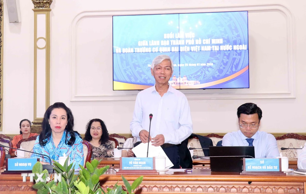 Phó Chủ tịch Ủy ban Nhân dân Thành phố Hồ Chí Minh Võ Văn Hoan phát biểu. (Ảnh: Xuân Khu/TTXVN)