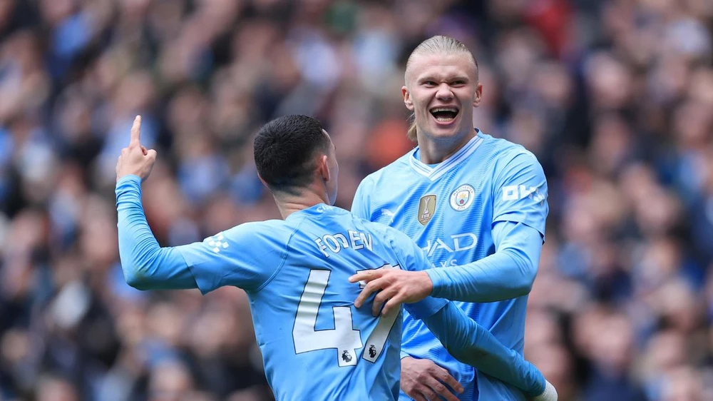Haaland lập cú đúp giúp Manchester City chiến thắng. (Nguồn: Getty Images)