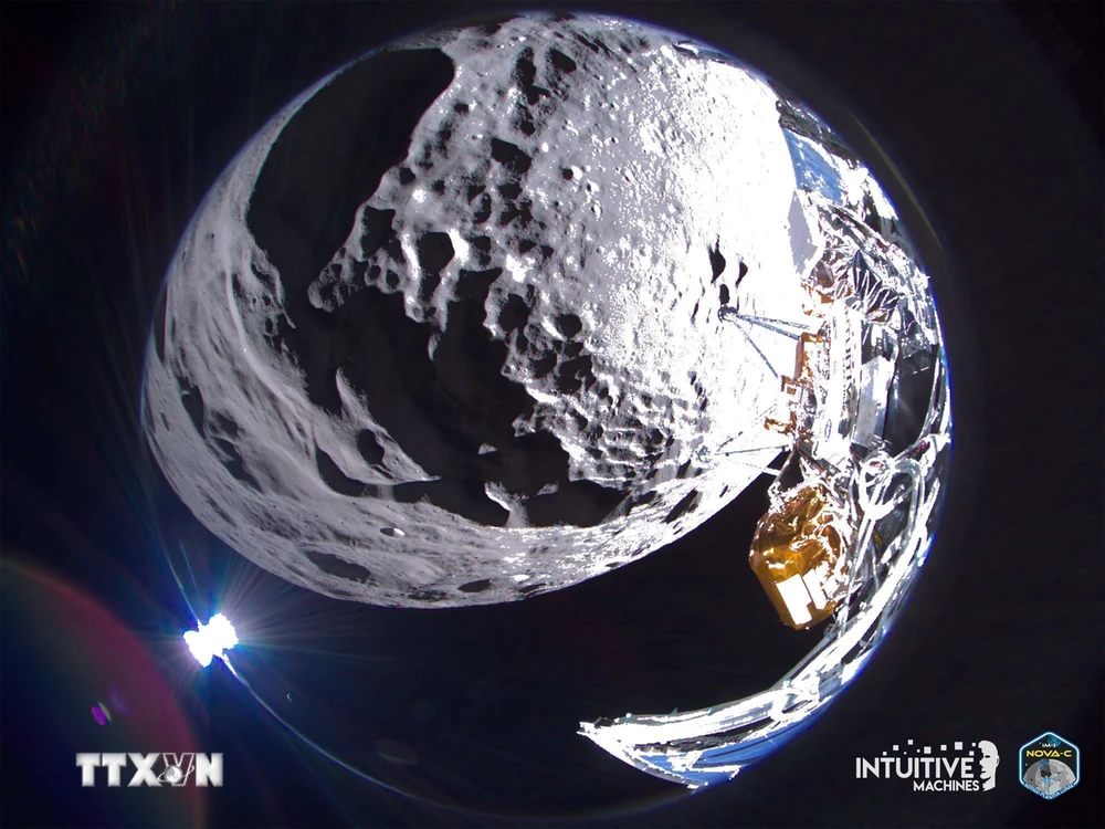 Hình ảnh do Công ty Intuitive Machines cung cấp về hoạt động của tàu đổ bộ Odysseus trên Mặt trăng, ngày 22/2/2024. (Ảnh: AFP/TTXVN)