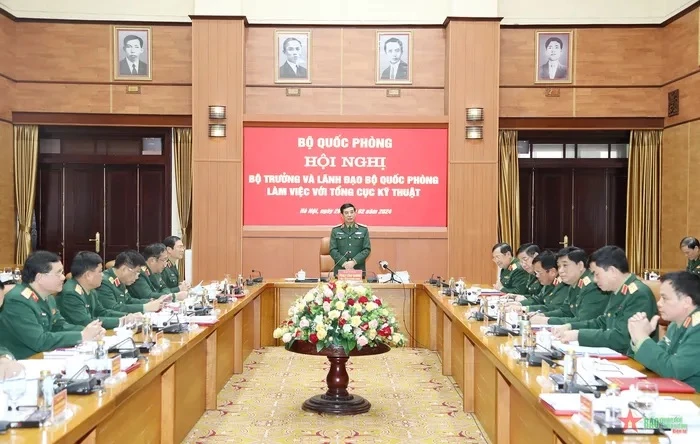 Đại tướng Phan Văn Giang chủ trì buổi làm việc. (Nguồn: Báo Quân đội Nhân dân)