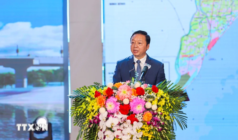 Phó Thủ tướng Chính phủ Trần Hồng Hà phát biểu tại Hội nghị công bố Quy hoạch và Xúc tiến đầu tư tỉnh Nam Định năm 2024. (Ảnh: Công Luật/TTXVN)