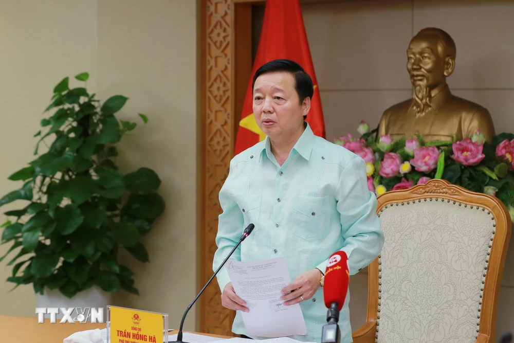 Phó Thủ tướng Trần Hồng Hà phát biểu chỉ đạo. (Ảnh: TTXVN phát)
