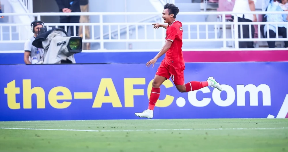 Komang Teguh ghi bàn thắng giúp U23 Indonesia tạo địa chấn. (Nguồn: AFC)