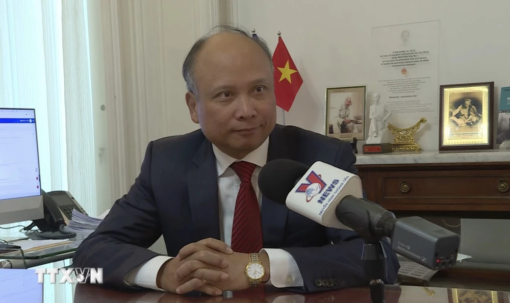 Đại sứ Việt Nam tại Pháp Đinh Toàn Thắng. (Ảnh: Thu Hà/TTXVN)