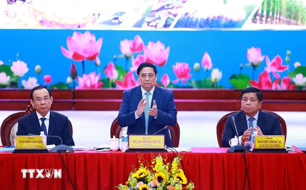 Thủ tướng Phạm Minh Chính chủ trì Hội nghị lần thứ ba Hội đồng điều phối vùng Đông Nam Bộ. (Ảnh: Dương Giang/TTXVN)