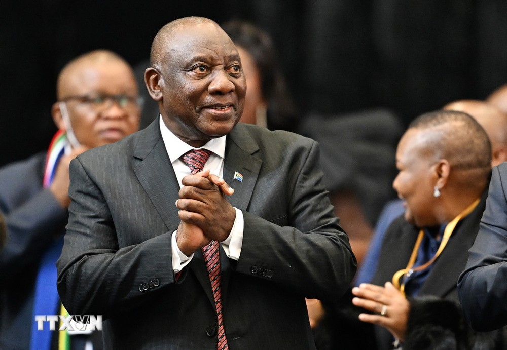 Tổng thống Nam Phi Cyril Ramaphosa tại phiên bỏ phiếu của Quốc hội ở Cape Town, Nam Phi, ngày 14/6/2024. (Ảnh: THX/TTXVN)