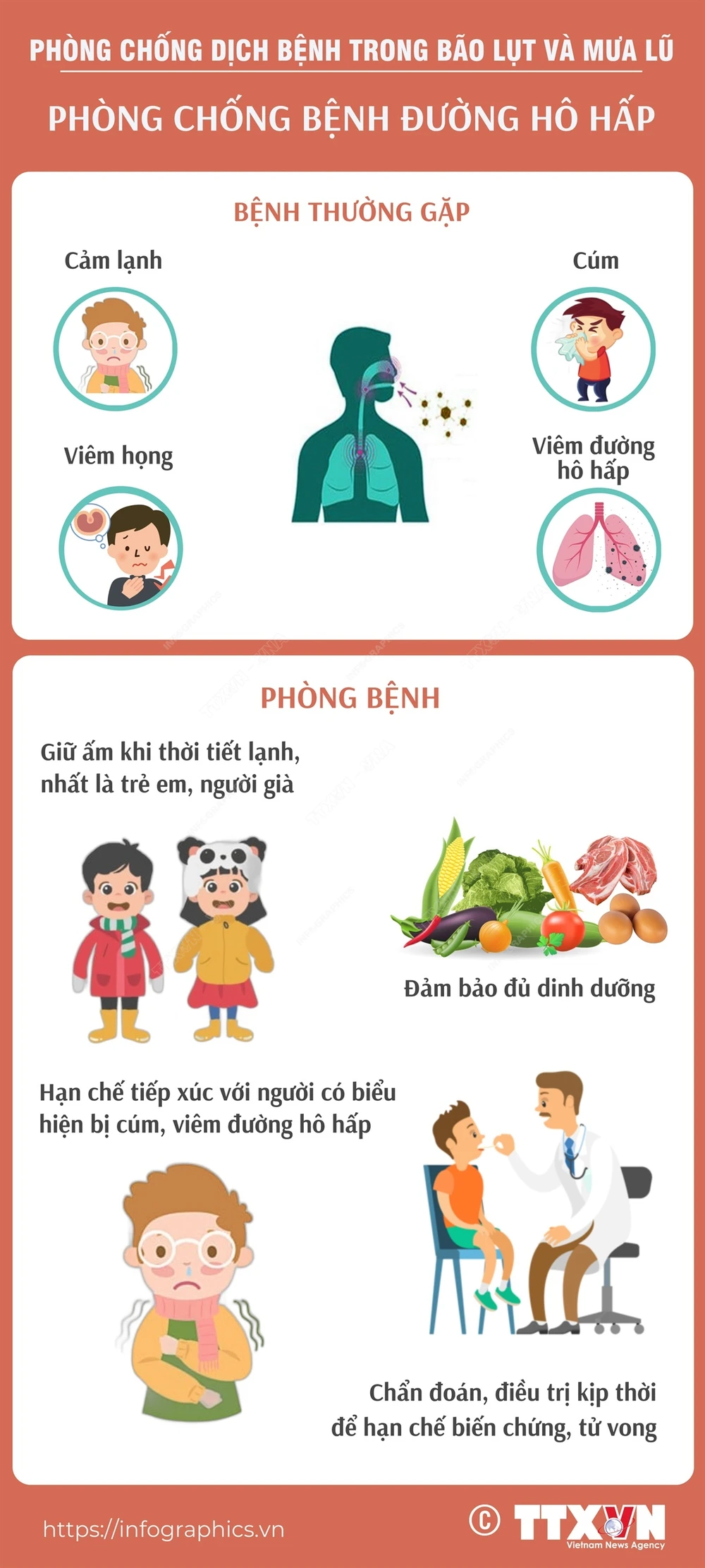 [Infographic] Phòng chống bệnh đường hô hấp sau bão lũ- Ảnh 1.