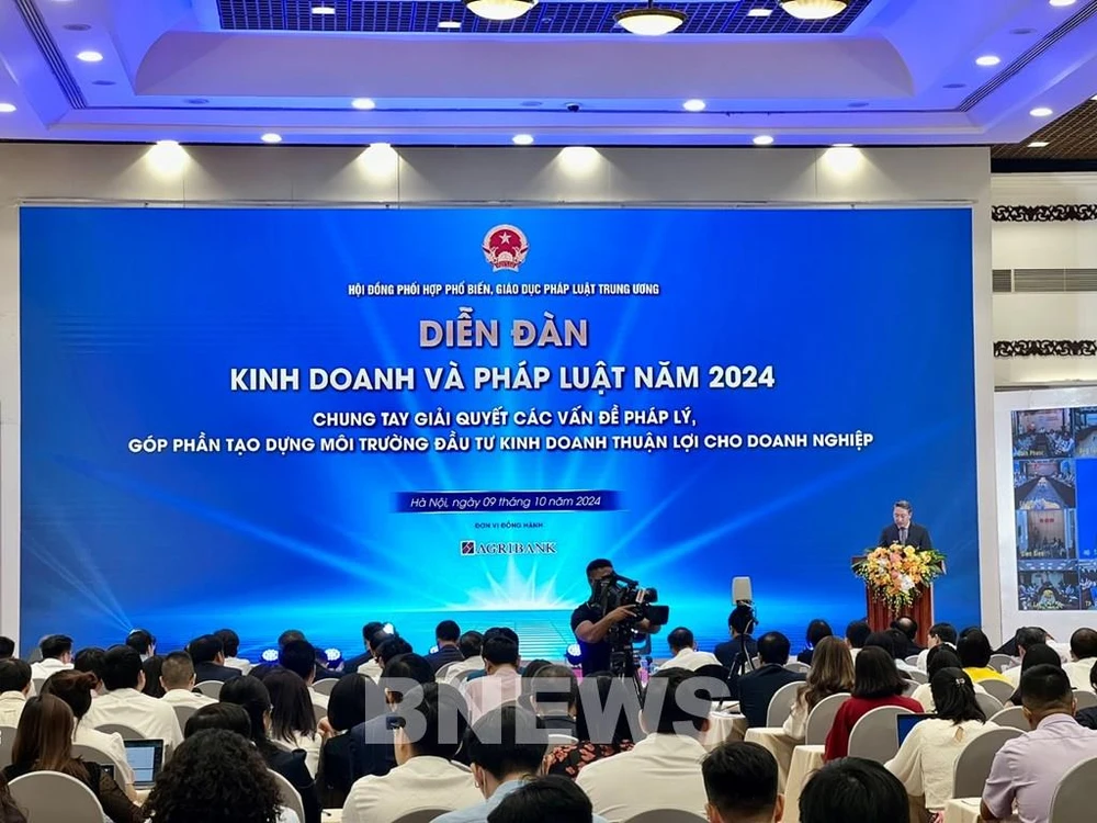 Khai mạc Diễn đàn kinh doanh và pháp luật năm 2024. (Ảnh: Ngọc Quỳnh/TTXVN)