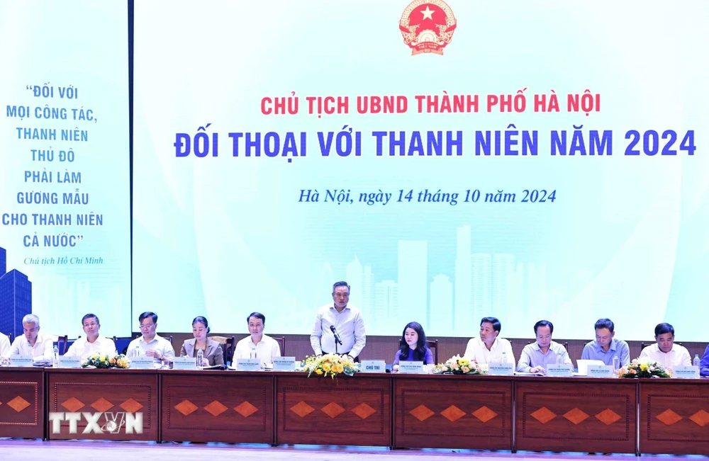 Chủ tịch Ủy ban Nhân dân thành phố Hà Nội Trần Sỹ Thanh phát biểu. (Ảnh: Minh Đức/TTXVN)