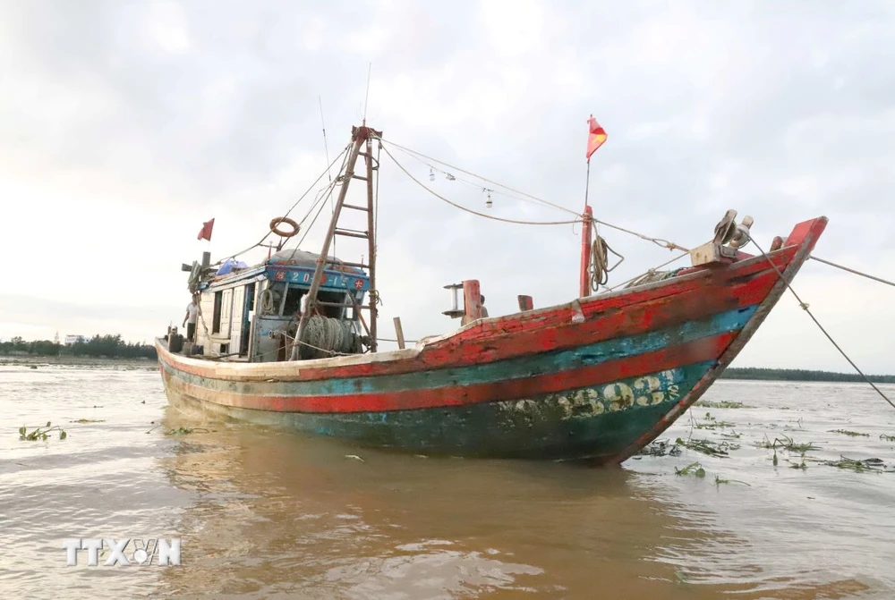 Giải cứu thành công 2 tàu cá công suất lớn mắc cạn tại cửa biển Lạch Vạn- Ảnh 1.