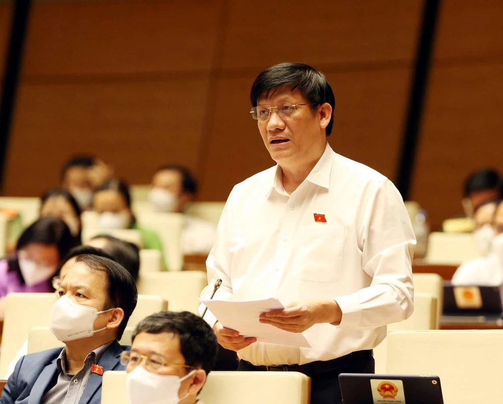 Bộ trưởng Bộ Y tế Nguyễn Thanh Long phát biểu. (Ảnh: Phạm Kiên/TTXV)