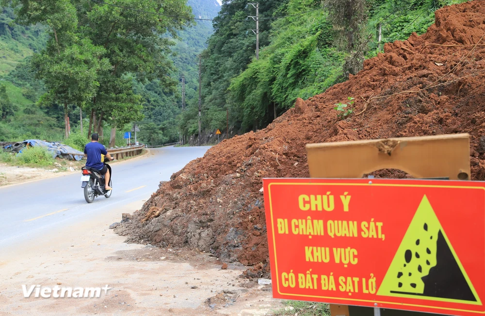 Một điểm sạt lở ở tỉnh Hà Giang. (Ảnh: Hoài Nam/Vietnam+)