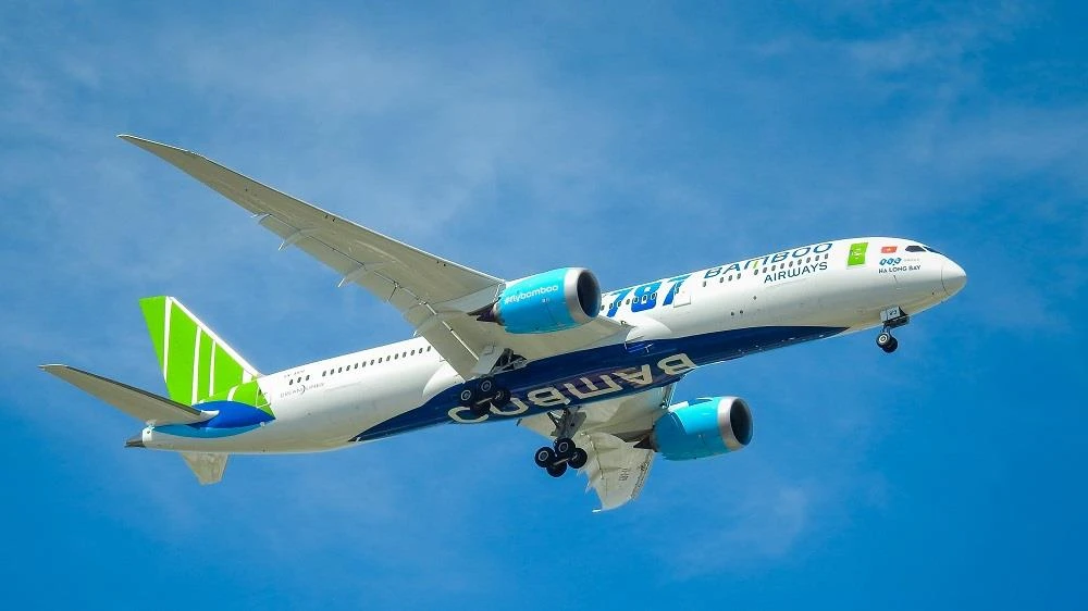 Máy bay Boeing Dreamliner 787-9 của hãng hàng không Bamboo Airways. (Ảnh: CTV/Vietnam+)