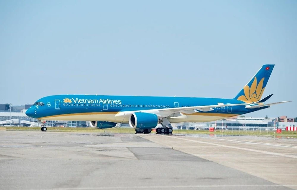 Máy bay của hãng hàng không Vietnam Airlines bay từ Hàn Quốc về Việt Nam sẽ được khử trùng nhằm tránh lây lan dịch COVID-19 (Ảnh: Anh Tuấn/Vietnam+)