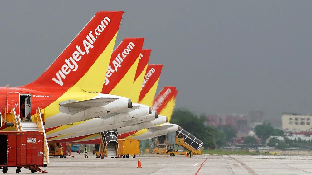 Máy bay của hãng hàng không Vietjet Air. (Ảnh: CTV/Vietnam+)