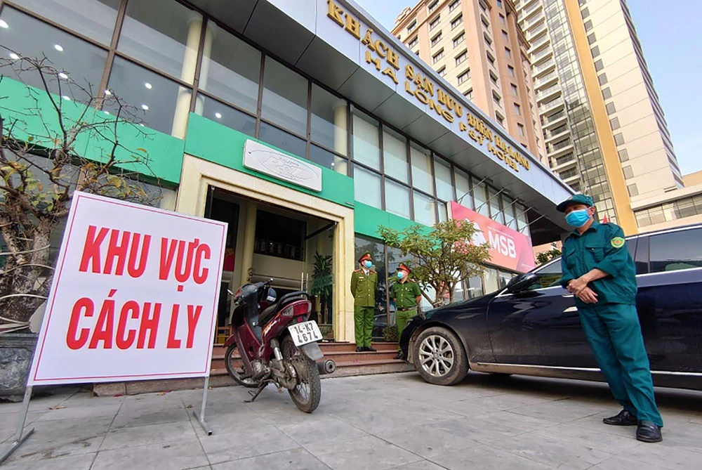 Một khách sạn được chọn làm khu vực cách ly cho hành khách nhập cảnh vào Việt Nam. (Ảnh: V.Hùng/Vietnam+)